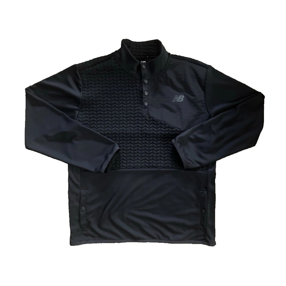 New Balance Heat Loft Pullover Jacket Mens Small Black Snap Neck Quilted Athleti